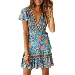 Bright & Colorful Wrap Dress